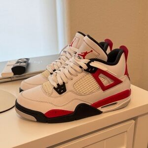 Jordan retro 4 red cement Kids' White and Red Sneakers